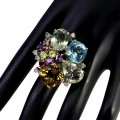 Zjawiskowy pierścionek srebrny naturalny cytryn prasiolity topaz 47ct r 17