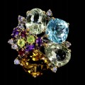 Zjawiskowy pierścionek srebrny naturalny cytryn prasiolity topaz 47ct r 17