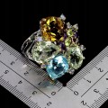 Zjawiskowy pierścionek srebrny naturalny cytryn prasiolity topaz 47ct r 17