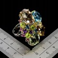 Zjawiskowy pierścionek srebrny naturalny cytryn prasiolit topaz 50ct r 15