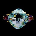925 Pierścionek srebrny elegancki r 16 naturalny topaz sky blue ametysty