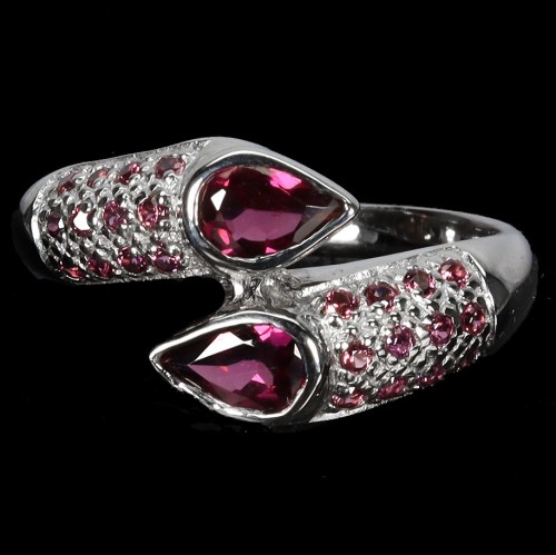 Pierścionek r 16.5 piękny srebrny naturalne granaty rodolity 925