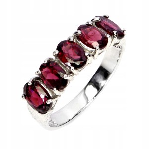 Pierścionek r 17 delikatny srebrny naturalne granaty rodolity 925