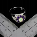 925 Srebrny elegancki pierścionek naturalny ognisty opal ametysty r 21