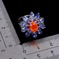 925 Pierścionek zjawiskowy natural pomarańczowy opal tanzanit granat r 13.5