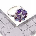 925 Pierścionek srebrny naturalne rodolity granaty tanzanity ametysty r 19