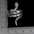 925 Pierścionek r 15 zjawiskowy srebrny naturalna masa perłowa wąż