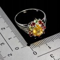 925 Pierścionek srebrny elegancki naturalne turmaliny cytryn r 19
