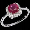 925 Srebrny delikatny pierścionek naturalny rubin cyrkonie r 16