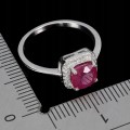 925 Srebrny delikatny pierścionek naturalny rubin cyrkonie r 16