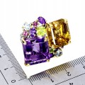 925 Pierścionek srebrny zjawiskowy naturalny ametyst cytryn 38ct r 15