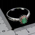 925 Pierścionek delikatny elegancki naturalne szafiry Songea szmaragd r 17