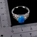 925 Pierścionek delikatny r 16.5 naturalny niebieski opal szafiry Songea