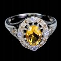 Pierścionek 925 elegancki naturalne tanzanity cytryn szafiry Songea r 18