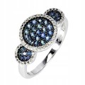 925 Pierścionek delikatny r 17 naturalne niebieskie szafiry białe topazy