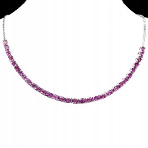 Zjawiskowy elegancki srebrny 925 naszyjnik naturalne rodolity granaty