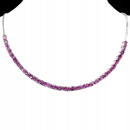 Zjawiskowy elegancki srebrny 925 naszyjnik naturalne rodolity granaty