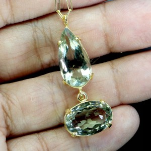 Zjawiskowy elegancki srebrny 925 naszyjnik naturalne duże prasiolity