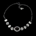 925 Delikatna elegancka bransoletka srebrna naturalny czarny opal cyrkonie
