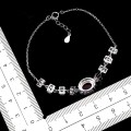 925 Delikatna elegancka bransoletka srebrna naturalny czarny opal cyrkonie