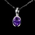 Elegancki delikatny naszyjnik srebrny naturalny ametyst 925