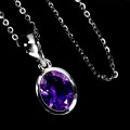 Elegancki delikatny naszyjnik srebrny naturalny ametyst 925