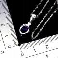 Elegancki delikatny naszyjnik srebrny naturalny ametyst 925