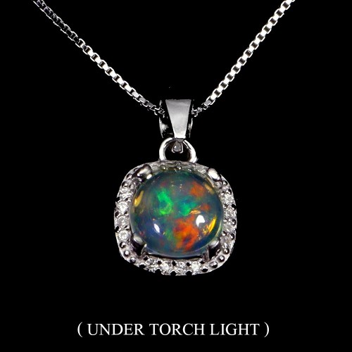 Srebrny elegancki 925 naszyjnik delikatny naturalny ognisty opal cyrkonie