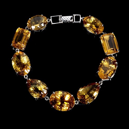 Elegancka zjawiskowa bransoletka naturalne okazałe cytryny 132ct srebrna