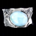 Pierścionek 925 zjawiskowy elegancki srebrny naturalny larimar r 10.5