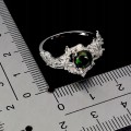 Pierścionek srebrny delikatny naturalny czarny opal cyrkonie r 15 925