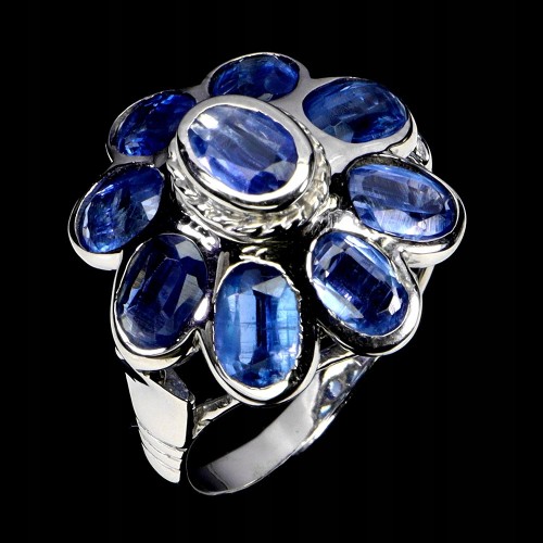 925 Pierścionek r 16 elegancki srebrny naturalne kianity zjawiskowy