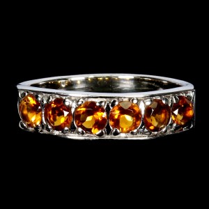 Pierścionek r 16 delikatny srebrny naturalne cytryny 925