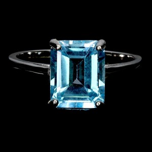 Delikatny elegancki pierścionek srebrny naturalny Sky Blue Topaz r 16.5