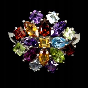 Pierścionek elegancki naturalny ametyst topaz oliwin granat cytryn r 20 925