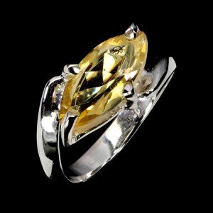 Pierścionek elegancki r 17 srebrny delikatny naturalny cytryn 925