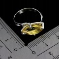 Pierścionek elegancki r 17 srebrny delikatny naturalny cytryn 925