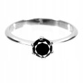 Pierścionek czarny diament 0.47ct srebrny 925 r15