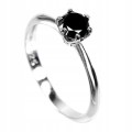 Pierścionek czarny diament 0.47ct srebrny 925 r15