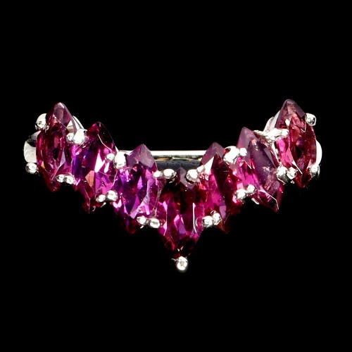 Pierścionek r 16 delikatny elegancki srebrny naturalne granaty rodolity 925