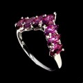 Pierścionek r 16 delikatny elegancki srebrny naturalne granaty rodolity 925