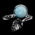 Pierścionek 925 delikatny elegancki srebrny naturalny larimar r 17