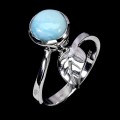 Pierścionek 925 delikatny elegancki srebrny naturalny larimar r 17