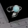 Pierścionek 925 delikatny elegancki srebrny naturalny larimar r 17