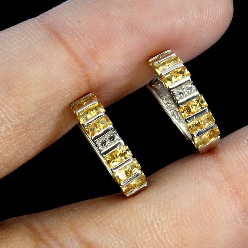 Kolczyki delikatne eleganckie 925 białe topazy szafiry Songea naturalne 5