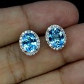 5 Delikatne srebrne kolczyki naturalne topazy swiss blue cyrkonie piękne