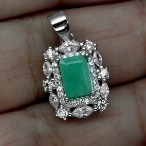 Delikatny elegancki wisiorek srebrny naturalny beryl cyrkonie 925