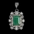 Delikatny elegancki wisiorek srebrny naturalny beryl cyrkonie 925