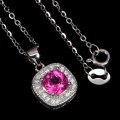 Delikatny 925 elegancki naszyjnik naturalny różowy topaz cyrkonie piękny