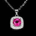 Delikatny 925 elegancki naszyjnik naturalny różowy topaz cyrkonie piękny